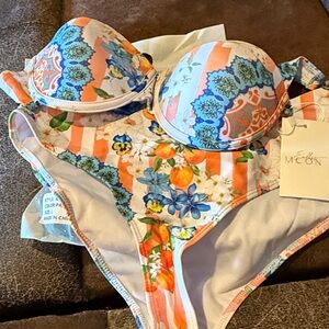 Floral Striped Bikini Set
